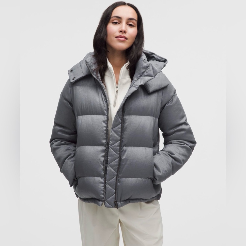 NWT Lululemon Wunder Puff 600 Down Fill Jacket in Solar Gray Shine SZ 8